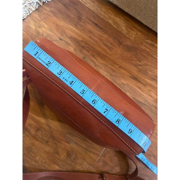 FRYE Messenger Crossbody Purse Bag Cognac Leather Top Zip - Picture 7 of 9